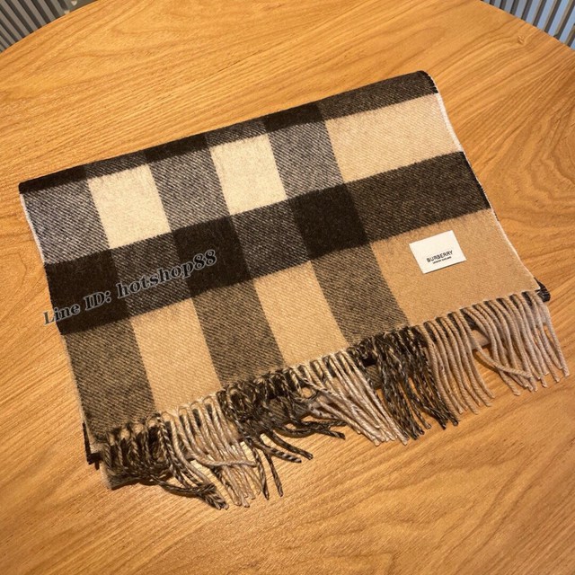 BURBERRY專櫃新款巴寶莉外貿訂單提花精紡羊絨流蘇圍巾 mmyj2300